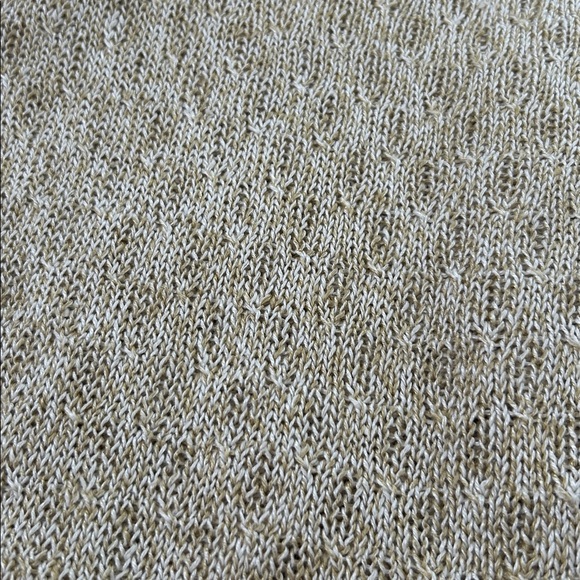 Eileen Fisher Tan and White Open Knit Tunic Top 100% Linen Size Small Neutral - Picture 11 of 11